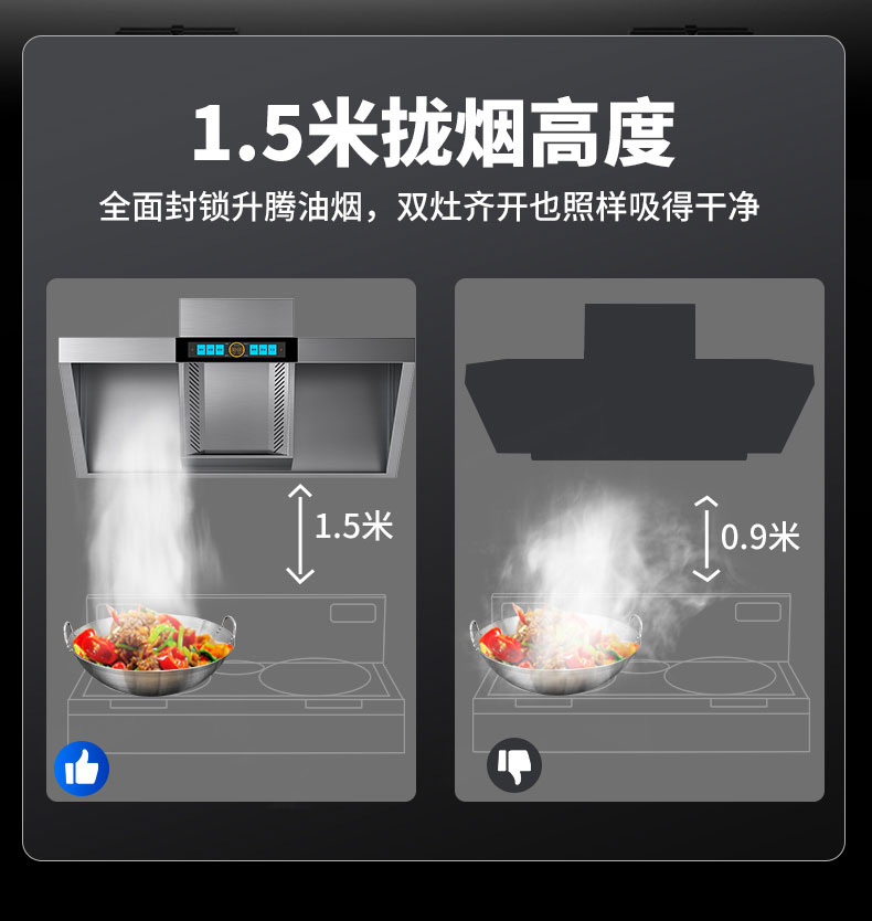 G22恒峰变频油烟机1.5米拢烟高度