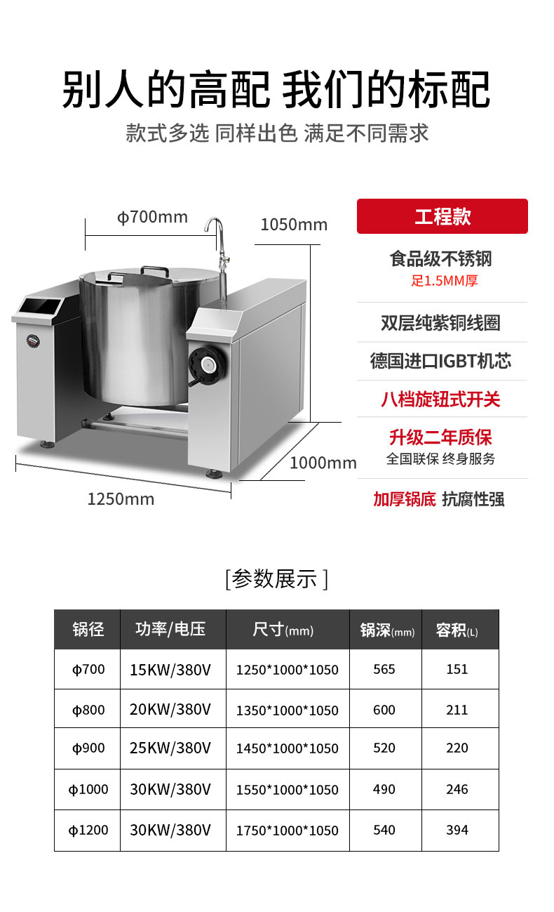 G22恒峰可倾式汤炉规格参数
